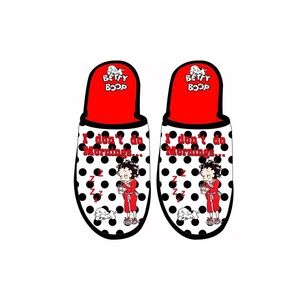 Betty Boop black polka dot bedroom slippers house shoes red white black